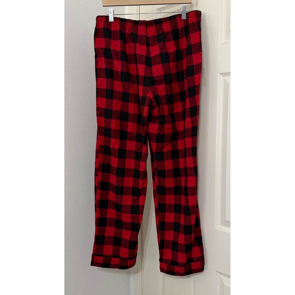 Wondershop Women's sz L Buffalo Plaid Pajama Set Red Black Cotton Sleepwear Cozy - Picture 6 of 8